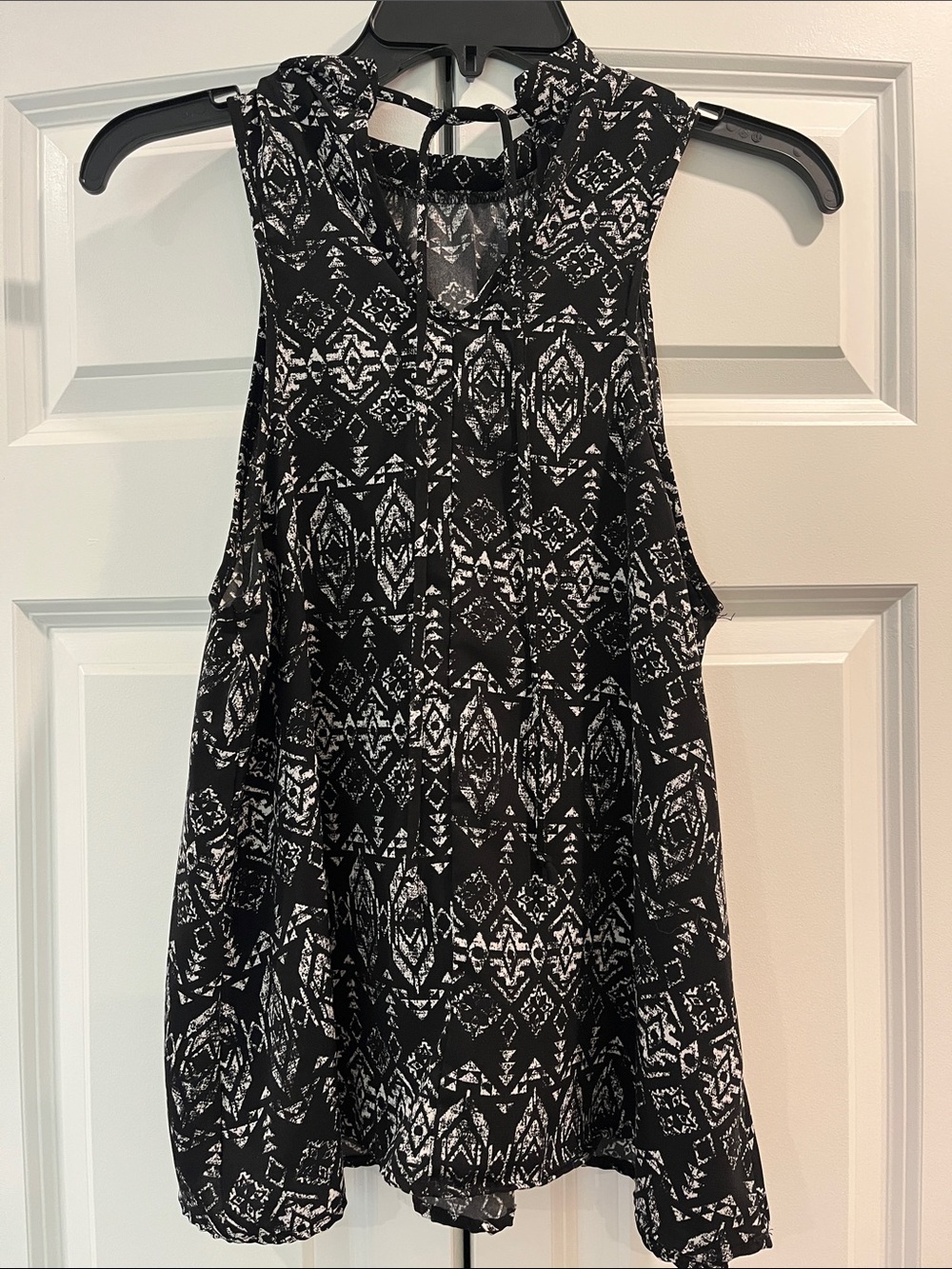 Black & White Aztec Print Sleeveless Halter Top